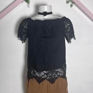 Black lace top goth shirt size small y2k 2000s fairy Grunge dark romantic punk